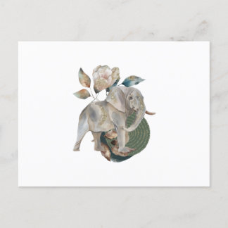 Cartão Postal Elephant Tropical Animal Watercolor