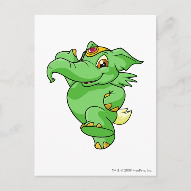 Cartão Postal Elephante Green (Frente)