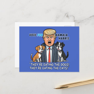 Cartão Postal Eles estão comendo os cães Engraçados Trump Kamala