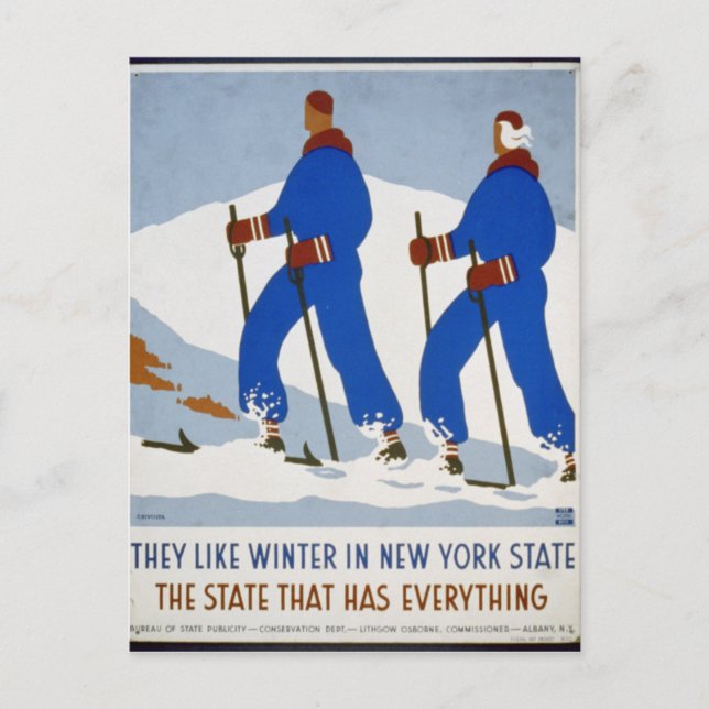 Cartão Postal Eles gostam do inverno no Estado de Nova York (Frente)