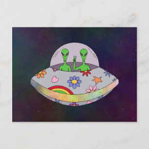 Cartão Postal Eles vêm em Peace UFO