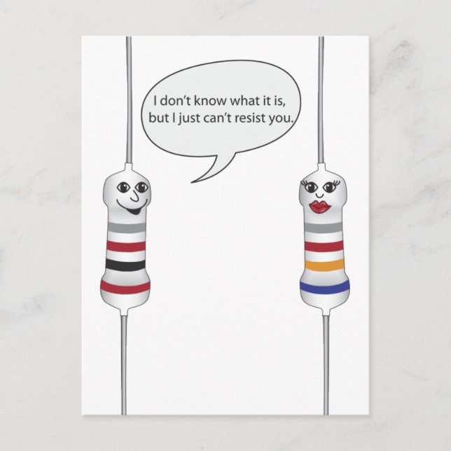 Cartão Postal Eletrônicos de amor geek não resistem a você engra (Frente)