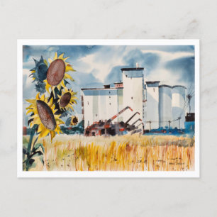 Cartão Postal Elevador de Grãos com Pintura de Girassóis
