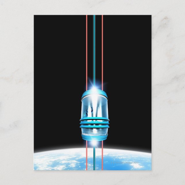 Cartão Postal Elevador espacial futurístico (Frente)
