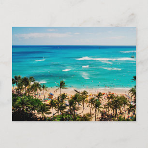 Cartão Postal Elevated View Of Waikiki Beach Scene, Honolulu 2