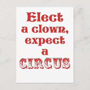 Cartão Postal Eleve um palhaço, espere um circo! Diversão Anti T