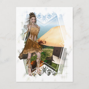 Cartão Postal Elf com Designs D1 do cogumelo