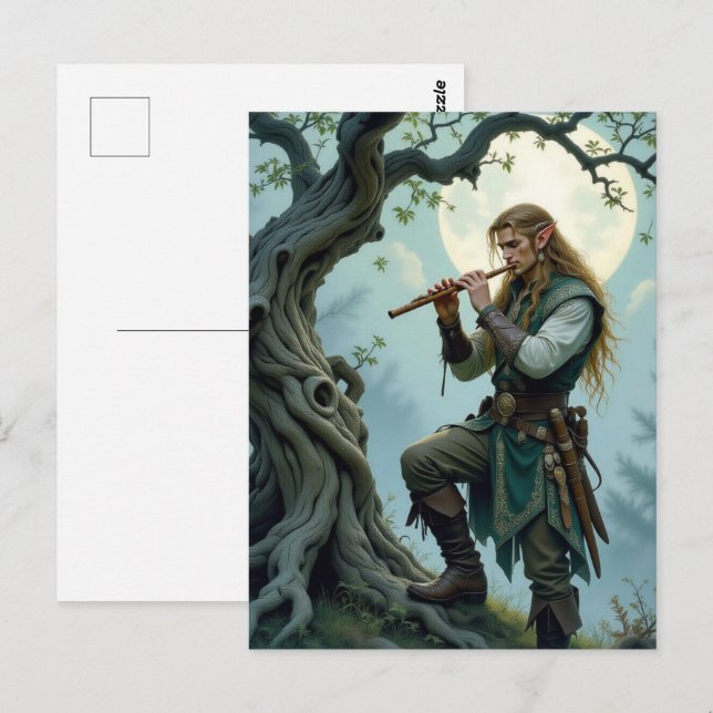 Cartão Postal Elf Flute (Frente/Verso)