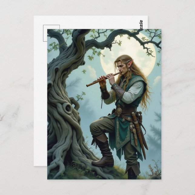 Cartão Postal Elf Flute (Frente/Verso)