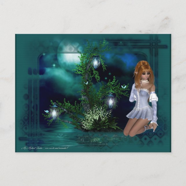 Cartão Postal Elf Island Fantasy Design (Frente)