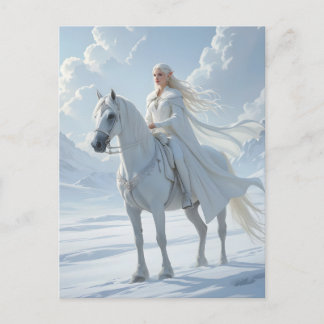 Cartão Postal Elf Queen Riding White Horse