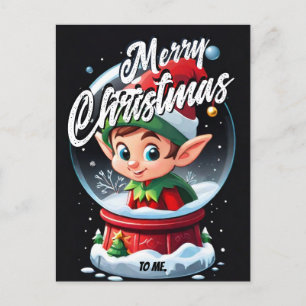 Cartão Postal Elf Snowglobe Feliz Natal para mim Saudação