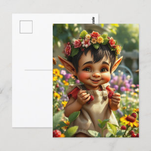 Cartão Postal Elf Strawberry