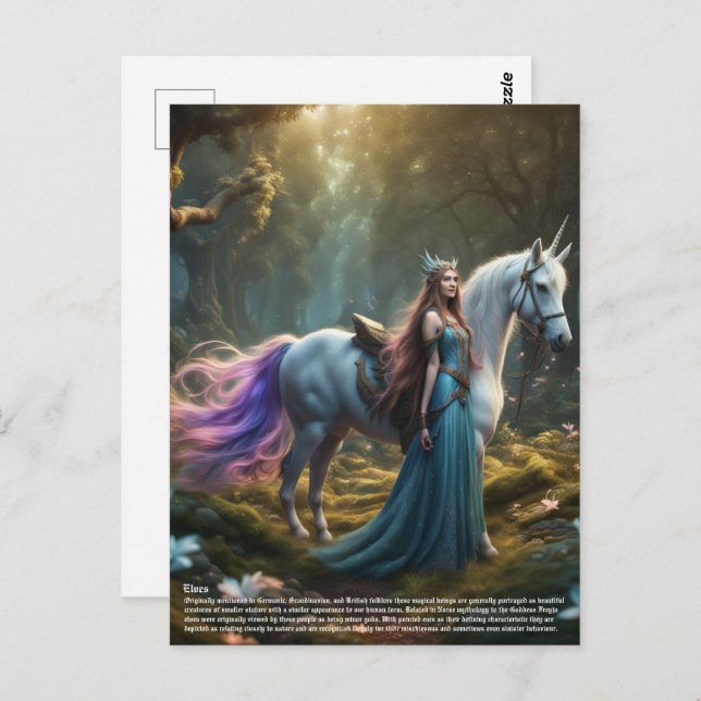 Cartão Postal Elf Unicorn (Frente/Verso)