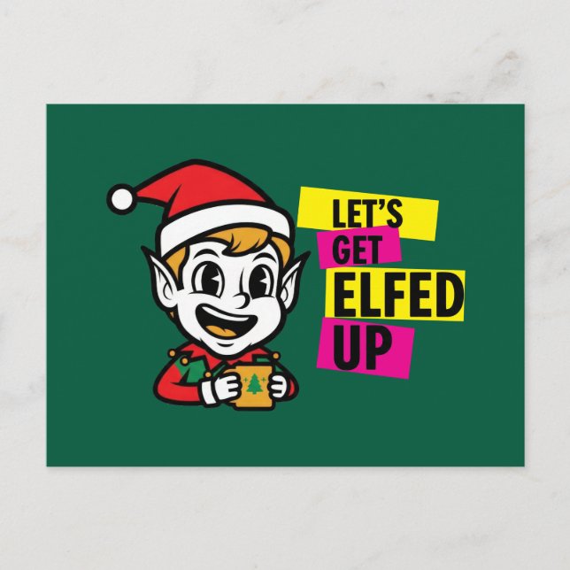 Cartão Postal Elfo de Natal Divertido (Frente)