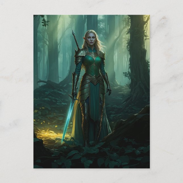 Cartão Postal Elfo Guardião do Reino Encantado (Frente)