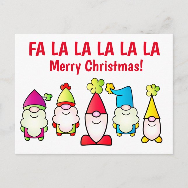 Cartão Postal Elfos de Natal Cantando (Frente)