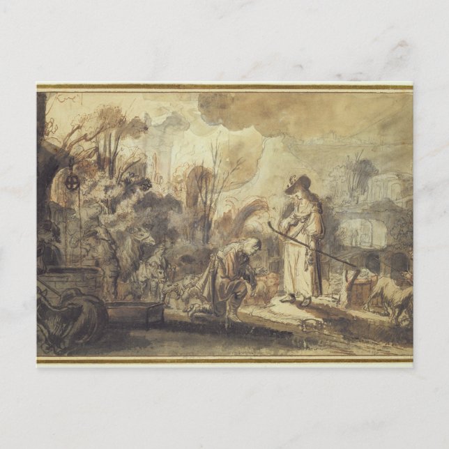 Cartão Postal Eliezer e Rebecca no poço (Frente)