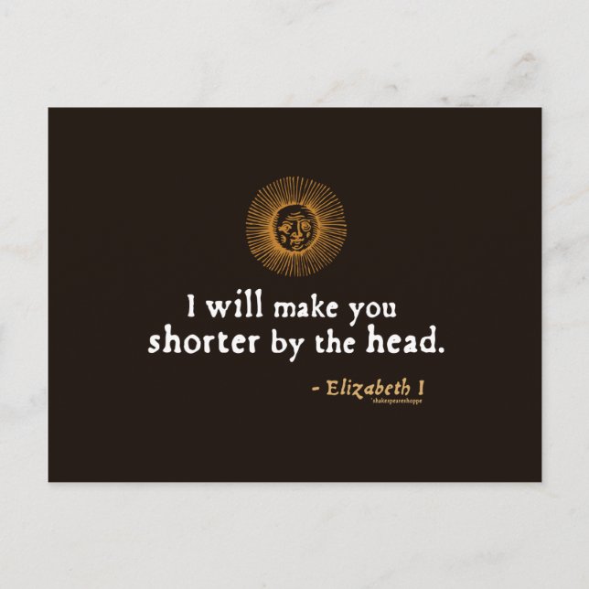 Cartão Postal Elizabeth I Cote sobre a decapitação (Frente)