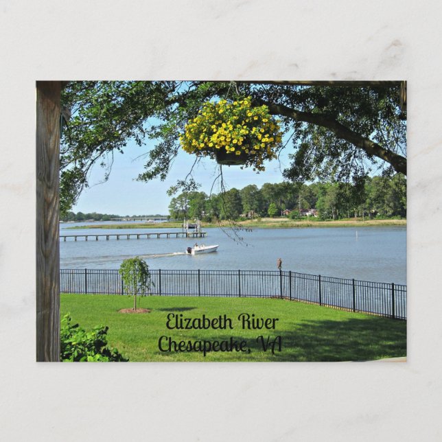 Cartão Postal Elizabeth River, Chesapeake, Virgínia (Frente)