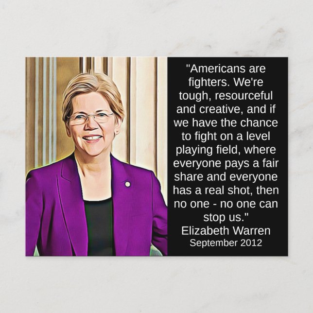 Cartão Postal Elizabeth Warren Cita Nostalgia Política (Frente)