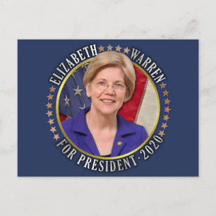Cartão Postal Elizabeth Warren para Presidente 2020 Foto Democra