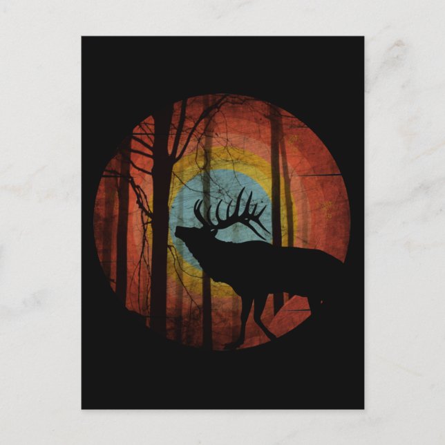 CARTÃO POSTAL ELK IN THE WOODS FOREST (Frente)
