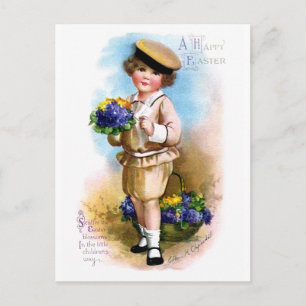 Cartão Postal Ellen H. Clapsaddle: Criança com Esqueça-me-não