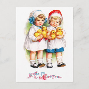 Cartão Postal Ellen H. Clapsaddle: Crianças com Ducklings