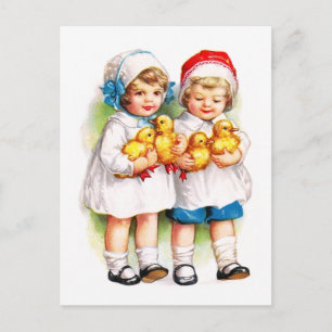 Cartão Postal Ellen H. Clapsaddle: Crianças com Ducklings