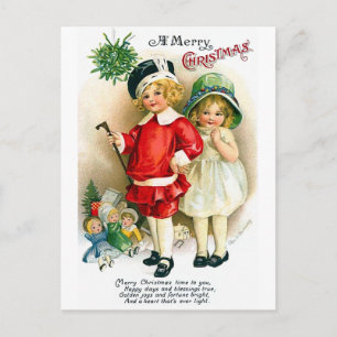 Cartão Postal Ellen H. Clapsaddle: Garota e Garota com Brinquedo
