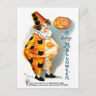 Cartão Postal Ellen H. Clapsaddle: Halloween Harlequin