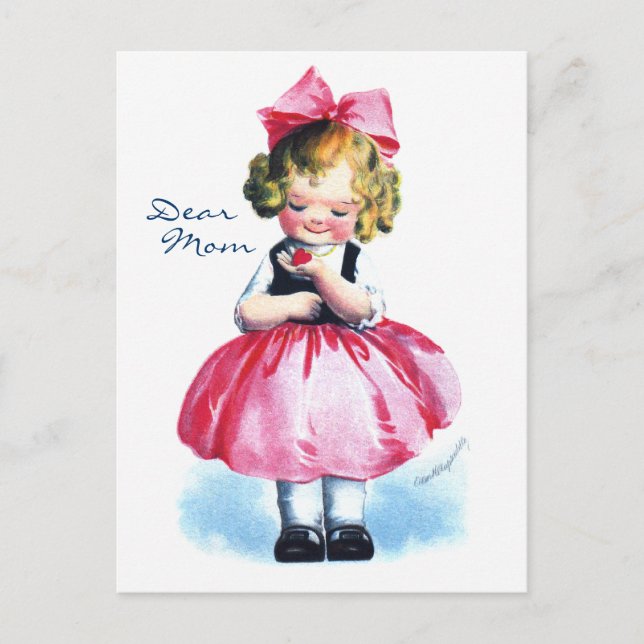 Cartão Postal Ellen H. Clapsaddle: Rapariga com Coração (Frente)