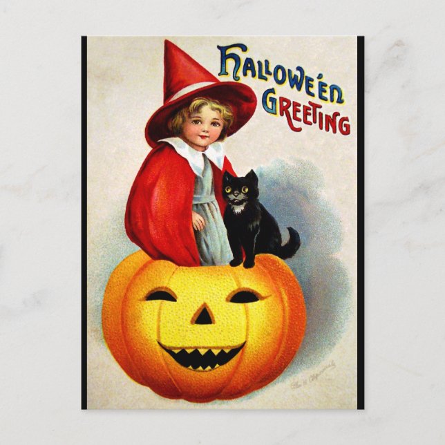 Cartão Postal Ellen H. Palheta: Bruxa de Jack O'Lantern (Frente)