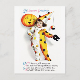 Cartão Postal Ellen H. Palheta: Little Halloween Harlequin