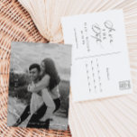 Cartão Postal Ellesmere Foto Moderna Minimalista Salvar A Data<br><div class="desc">O Casamento Ellesmere salva o cartão de data apresenta um design moderno minimalista com uma letra escrita manuscrita num fundo branco para uma aparência simples e limpa. Os cabeçalhos de script são uma imagem que não pode ser editada. Todo o outro texto é totalmente editável. Para personalização mais avançada deste...</div>