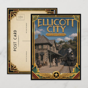 Cartão Postal Ellicott City Maryland Arte Vintage Art Déco Idade