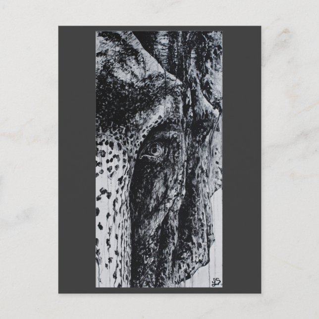 Cartão Postal Ellie Elephant Asian Willife Jungle Art (Frente)