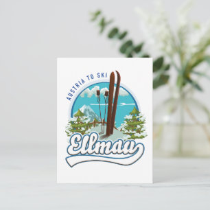 Cartão Postal Ellmau Áustria para esqui logotipo