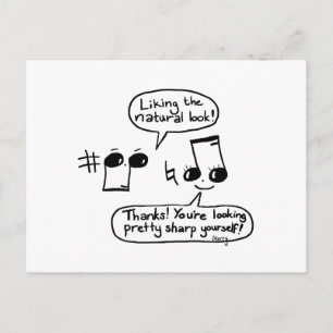 Cartão Postal Elogios Musicais Divertidos Cartoon: Versão II