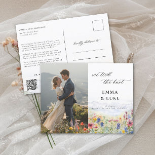 Cartão Postal Elopement Wildflower Mountain Foto QR Casamento