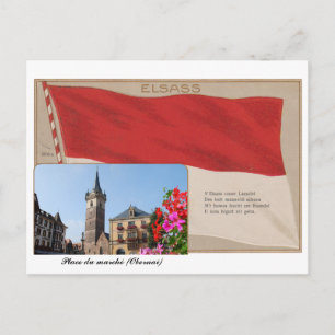 Cartão postal "Elsass" Praça do mercado de Obernai