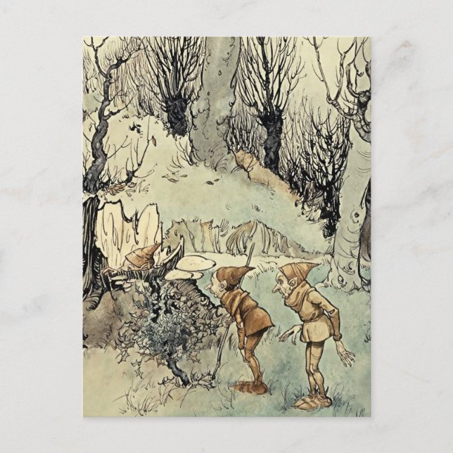 Cartão Postal "Elves in the Wood" por Arthur Rackham (Frente)