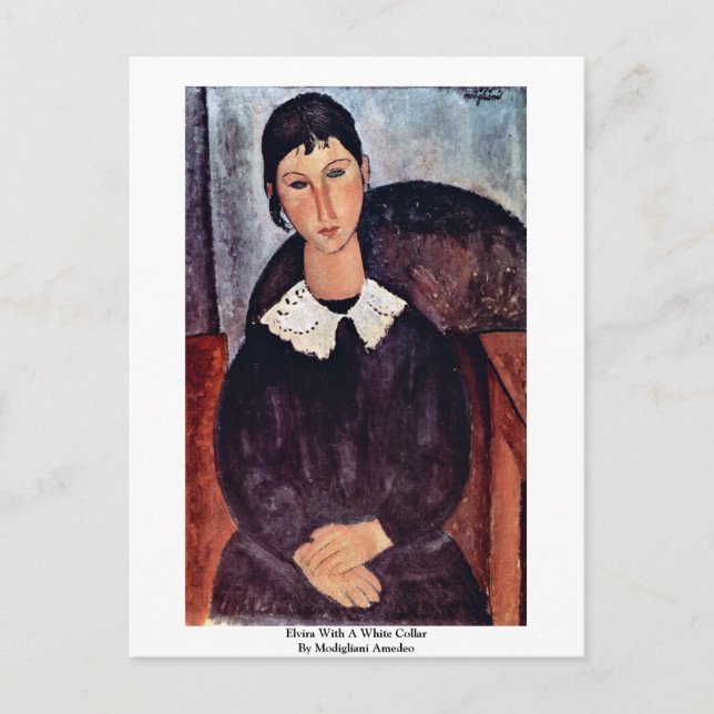 Cartão Postal Elvira Com Colar Branca Por Modigliani Amedeo (Frente)