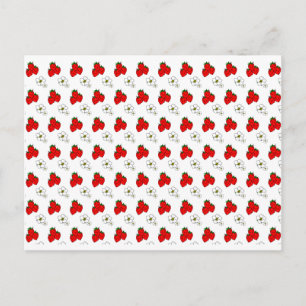Cartão Postal em Branco com Padrão de Morangos e F