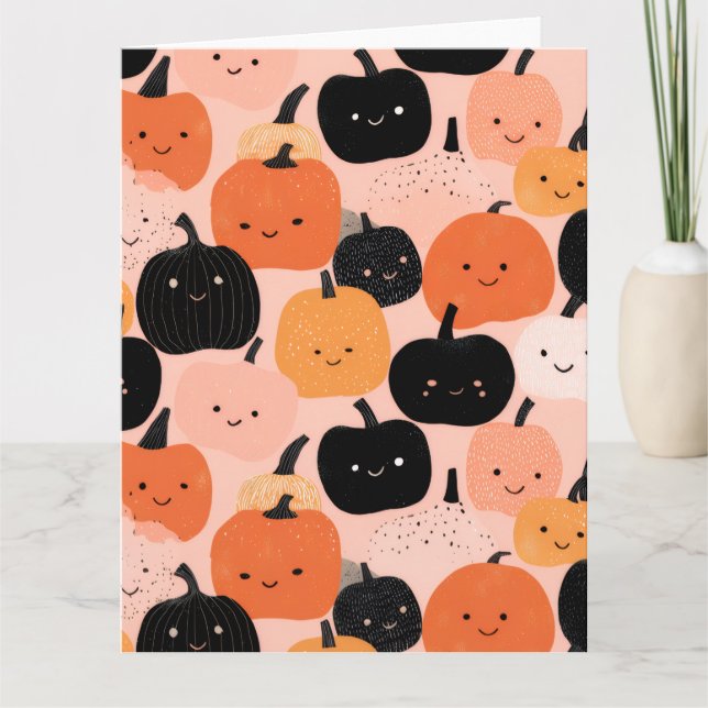 Cartão Postal em Branco do Halloween com Abóbora (Frente)