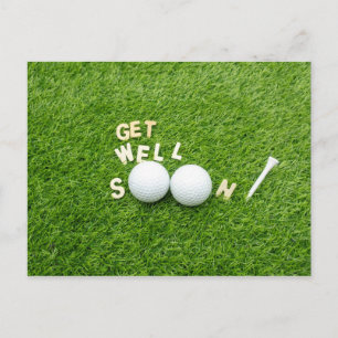 Cartão Postal Em breve Golfer com duas bolas de golfe e tee