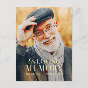 Cartão Postal Em Memória Amorosa Moderno Memorial de Foto Elegan
