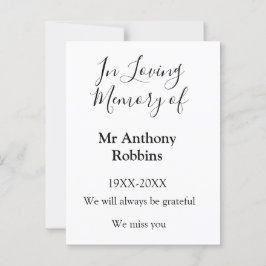 Cartão Postal Em memória carinhosa de nome lembrança funeral