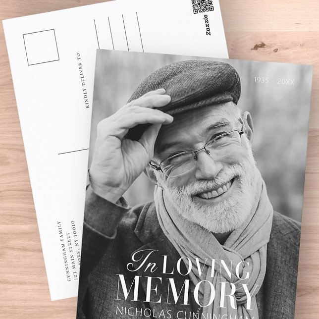 Cartão Postal Em Memória Carinhosa Moderno Memorial de Foto Eleg (Criador carregado)